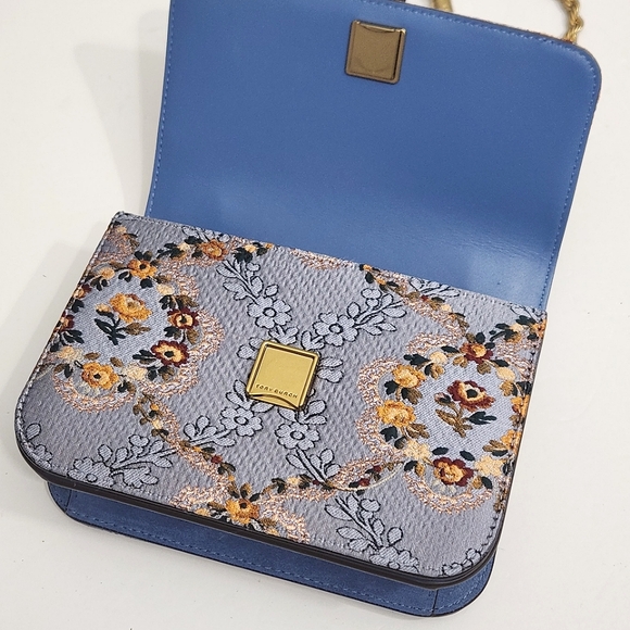 NEW TORY BURCH ELEANOR SHOULDER CROSSBODY BAG SEA FROST FLORAL JEWELED PURSE - Picture 10 of 16